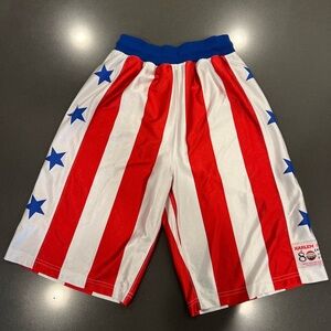 Men's Athletic Shorts - Red & White Striped with Blue Stars